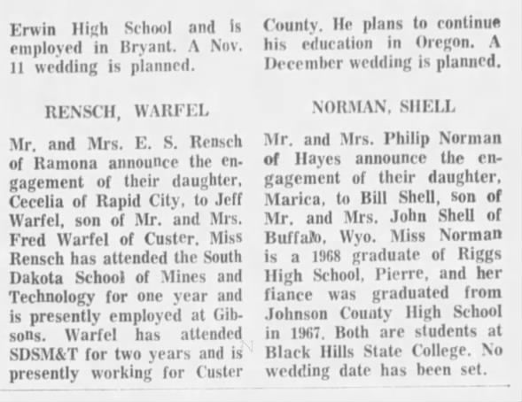 Jeffrey Warfel and Cecelia Rensch marriage
